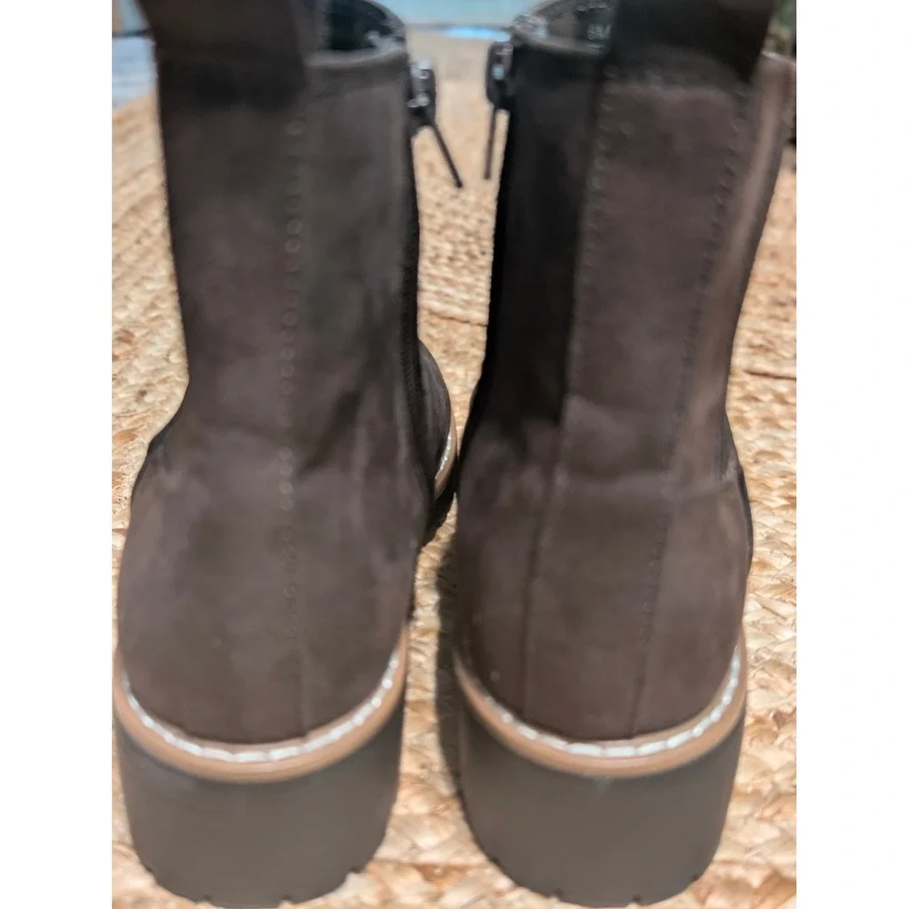 Kensie Kayla B Dark Brown Faux Suede Lug Sole Ankle Boots Women's 6M